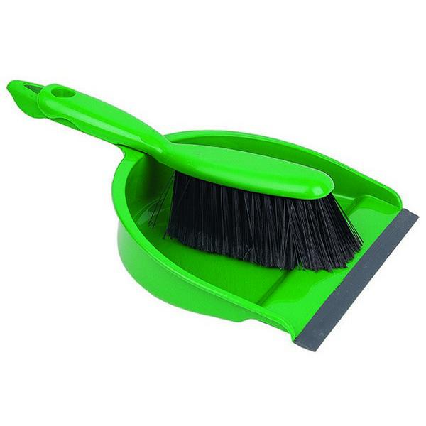 Plastic-Dustpan---Brush-Set-Soft---Green